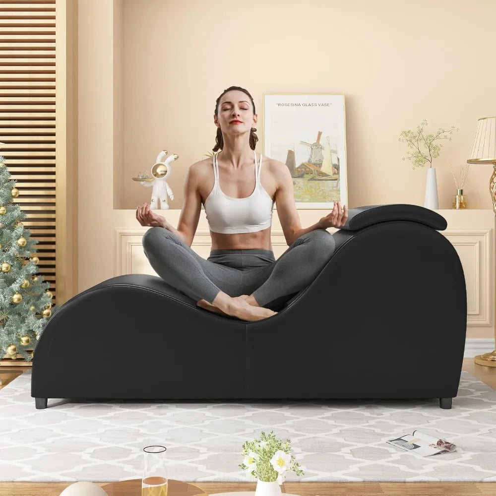 60" Yoga Chair, Curved Yoga Chaise Lounge for Adults Stretching, Relaxing and Exercising, Indoor Yoga Sofa Lounge Chair
