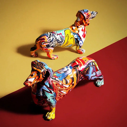 Creative  Home Modern Painted Colorful Dachshund Dog Decoration