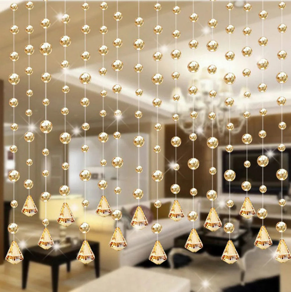 Luxury Crystal Glass Bead Curtain – Home Interior Decor & Wedding Backdrop – Sparkling Hanging Room Divider for Events & Background Decoration