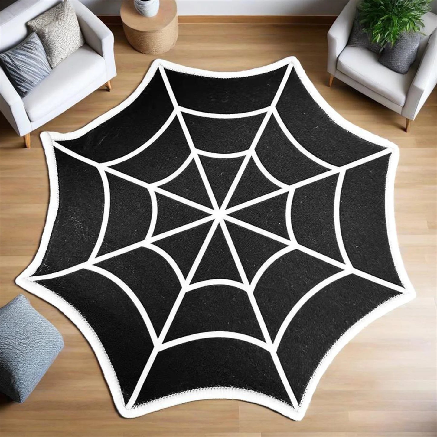 Haunted House Halloween Area Rug – Creepy Cobweb Welcome Mat for Indoor Entryway, Non-Slip Spooky Floor Carpet