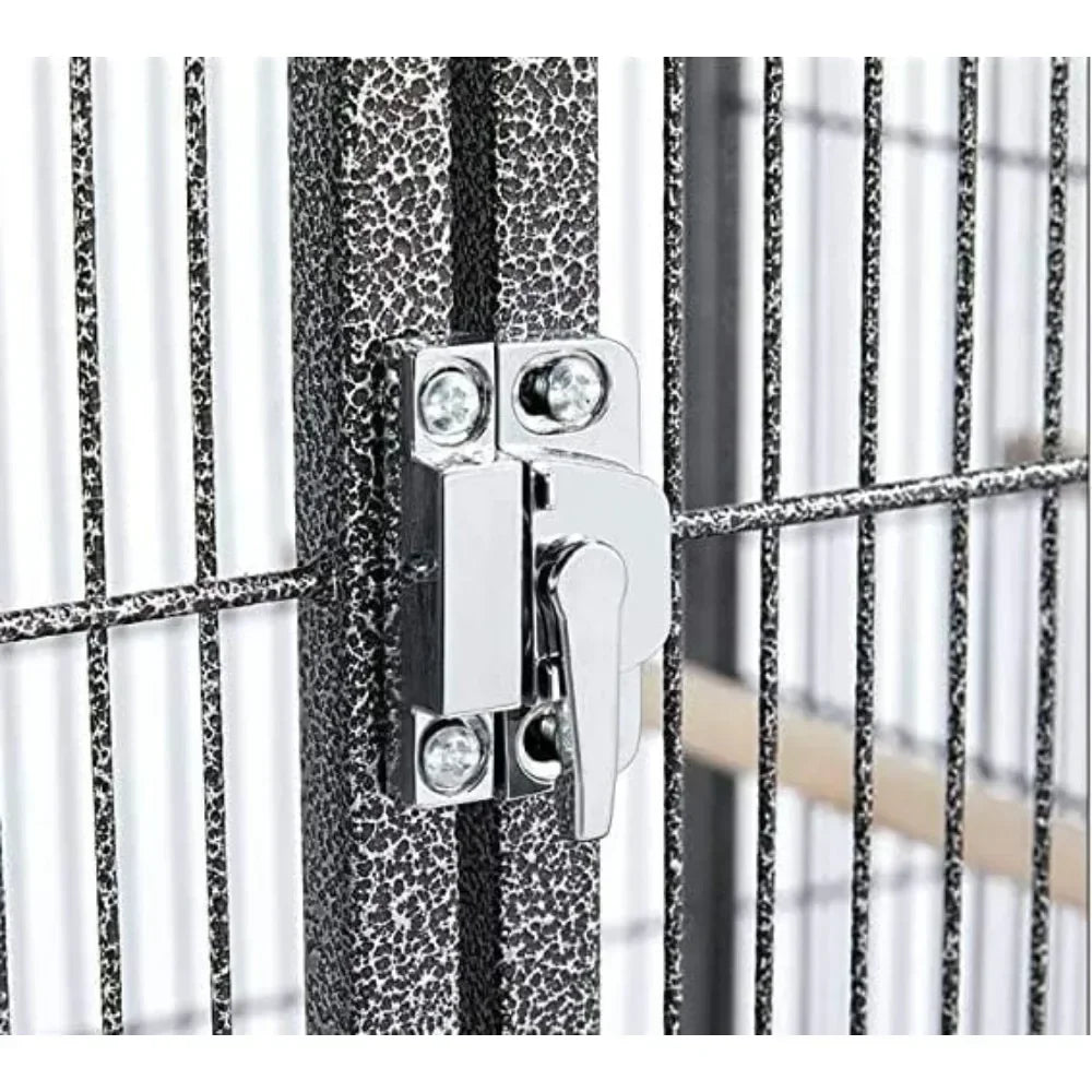 Combo Breeding Stacker Bird Cage – Double Flight Cage with Center Divider, Side Nest Doors & Rolling Stand (Black Vein Finish)