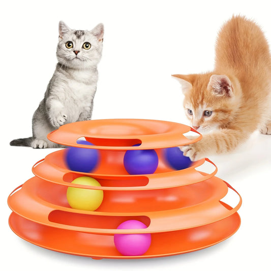 3 Layer Interactive Cat Toy Tower with Colorful Balls