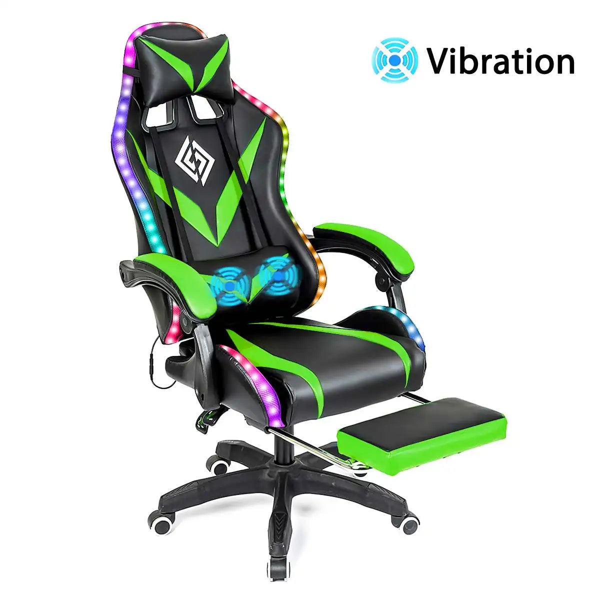 135 Degrees Gaming Chair Recliner With Bluetooth Speaker and Ergonomic Swivel 2 Point Massage