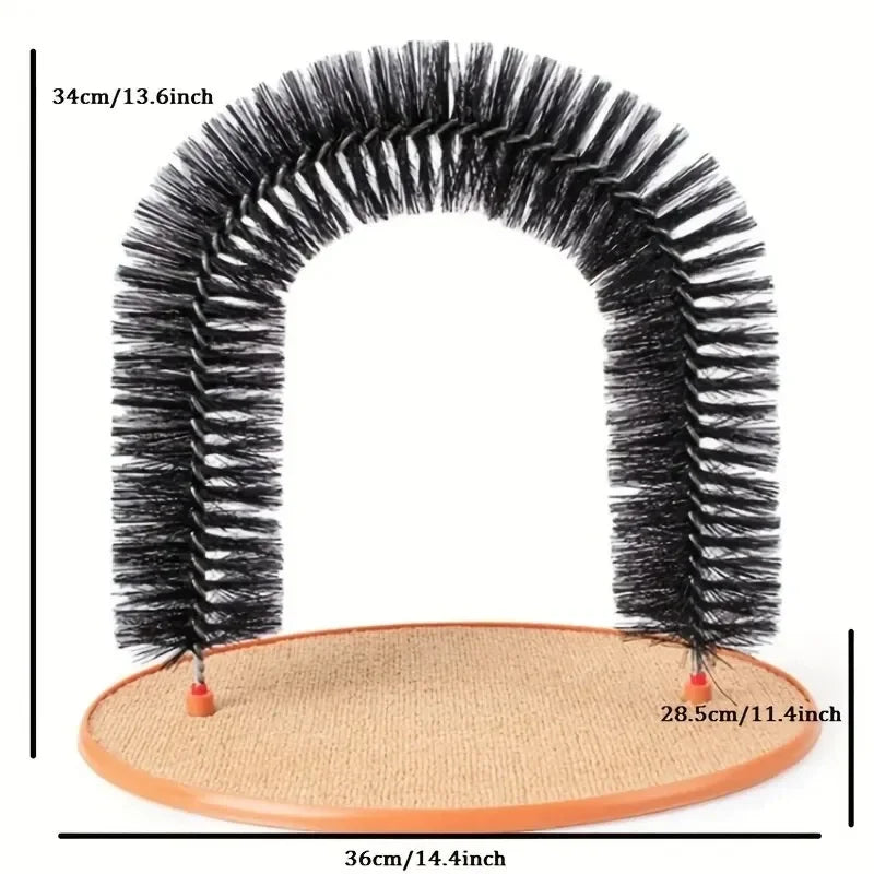 Cat Grooming Arch with Massage Brush & Scratching Pad – Interactive Self-Groomer and Pampering Toy for Cats