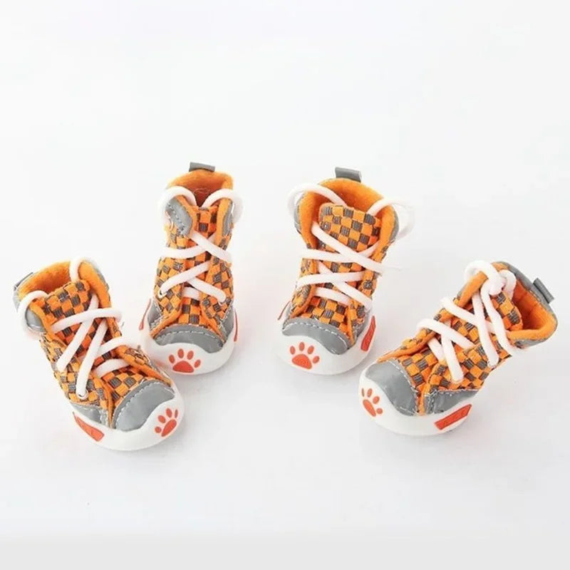 Set of 4 Breathable Dog Shoes for Small Dogs – Soft Sole Anti-Drop Summer Pet Booties for Puppies & Teddy Breeds