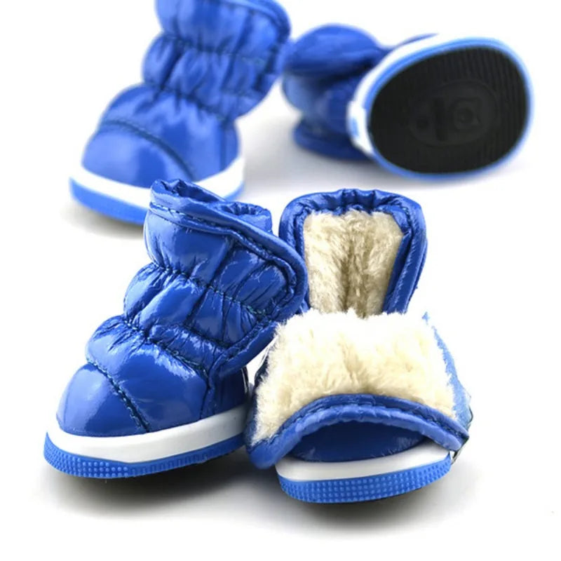 4PCS Pet Dog Winter Rain Shoes – Waterproof Snow Boots for Small & Medium Dogs, Anti-Slip Puppy Footwear