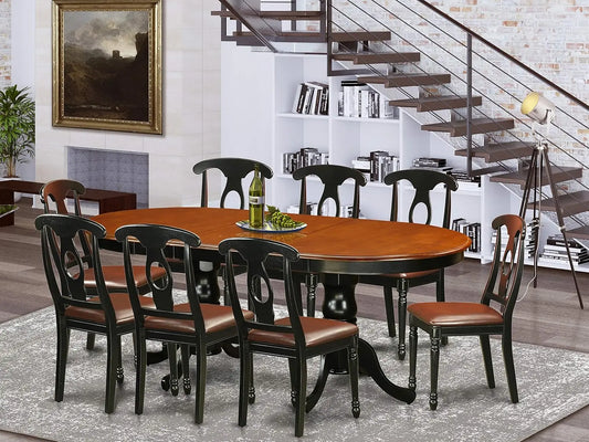 9-Piece Dining Room Set – Rectangular Dining Table with 8 Matching Wooden Chairs, Classic Family Dining Set