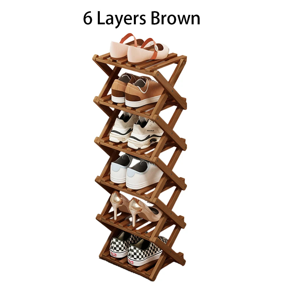 Bamboo Foldable Shoe Rack – Multifunctional Free-Standing Shoe Organizer for Bedroom, Entryway & Corridor