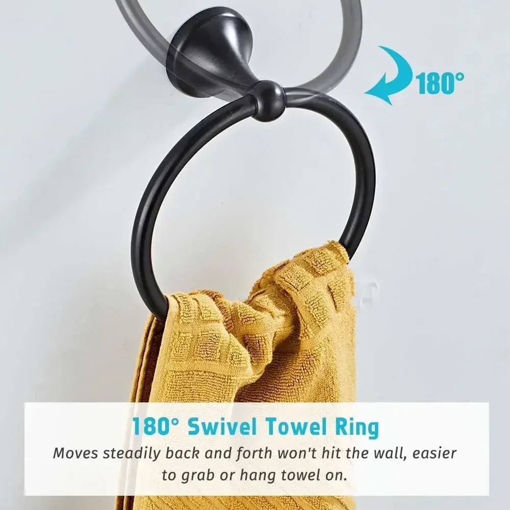8-Piece Wall Mounted Bathroom Accessory Set – Adjustable Towel Bar, Towel Ring, Toilet Paper Holder, Robe Hooks & More