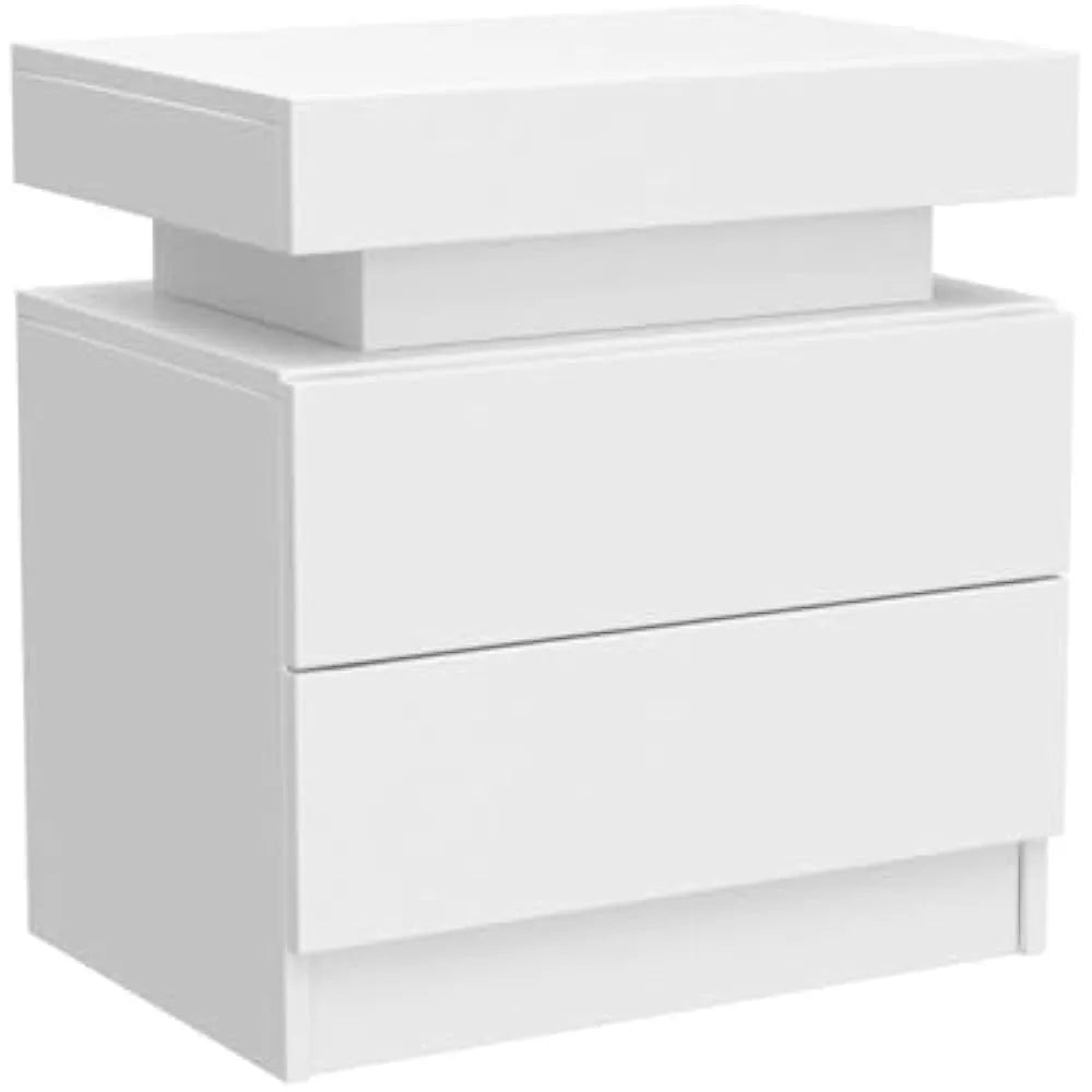 Modern LED Nightstand with Drawers & RGB Lights