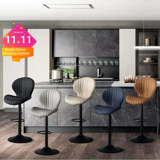 2-Piece Luxury Modern Adjustable Living Room & Dining Chairs Set – Swivel Bar Stools with Soft Backrest for Kitchen & Home