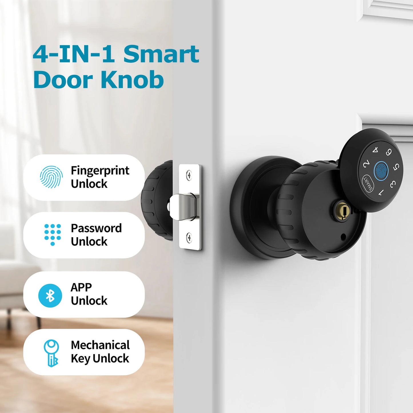 Viladepot Smart Fingerprint Door Lock – Electronic Touchscreen Keypad with App Control & Passcode Unlock | Indoor Keyless Entry System
