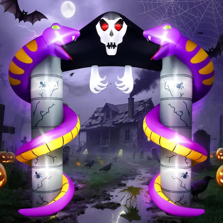 Halloween Inflatable Arch Ghost Decoration with Built-in LEDs – Lighted Blow-Up for Outdoor & Indoor Use, Perfect for Yard, Garden, Lawn & Party Display