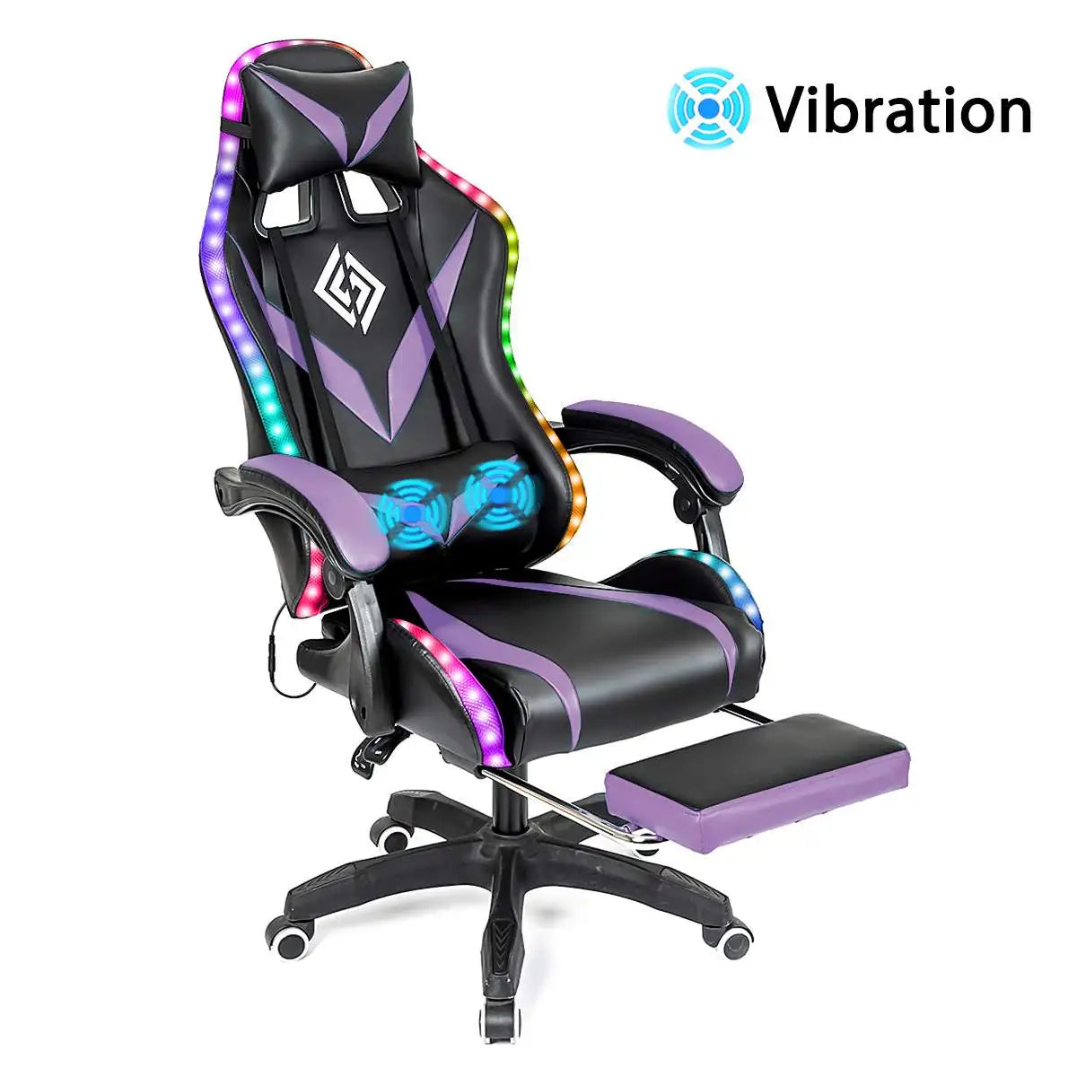 135 Degrees Gaming Chair Recliner With Bluetooth Speaker and Ergonomic Swivel 2 Point Massage