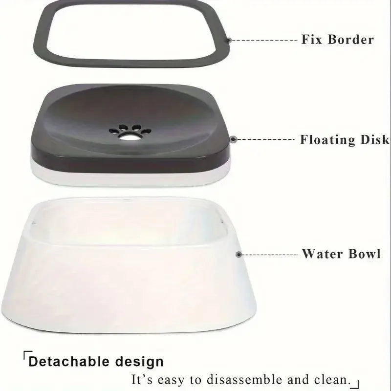 Spill-Proof Plastic Pet Water Bowl with Non-Slip Base