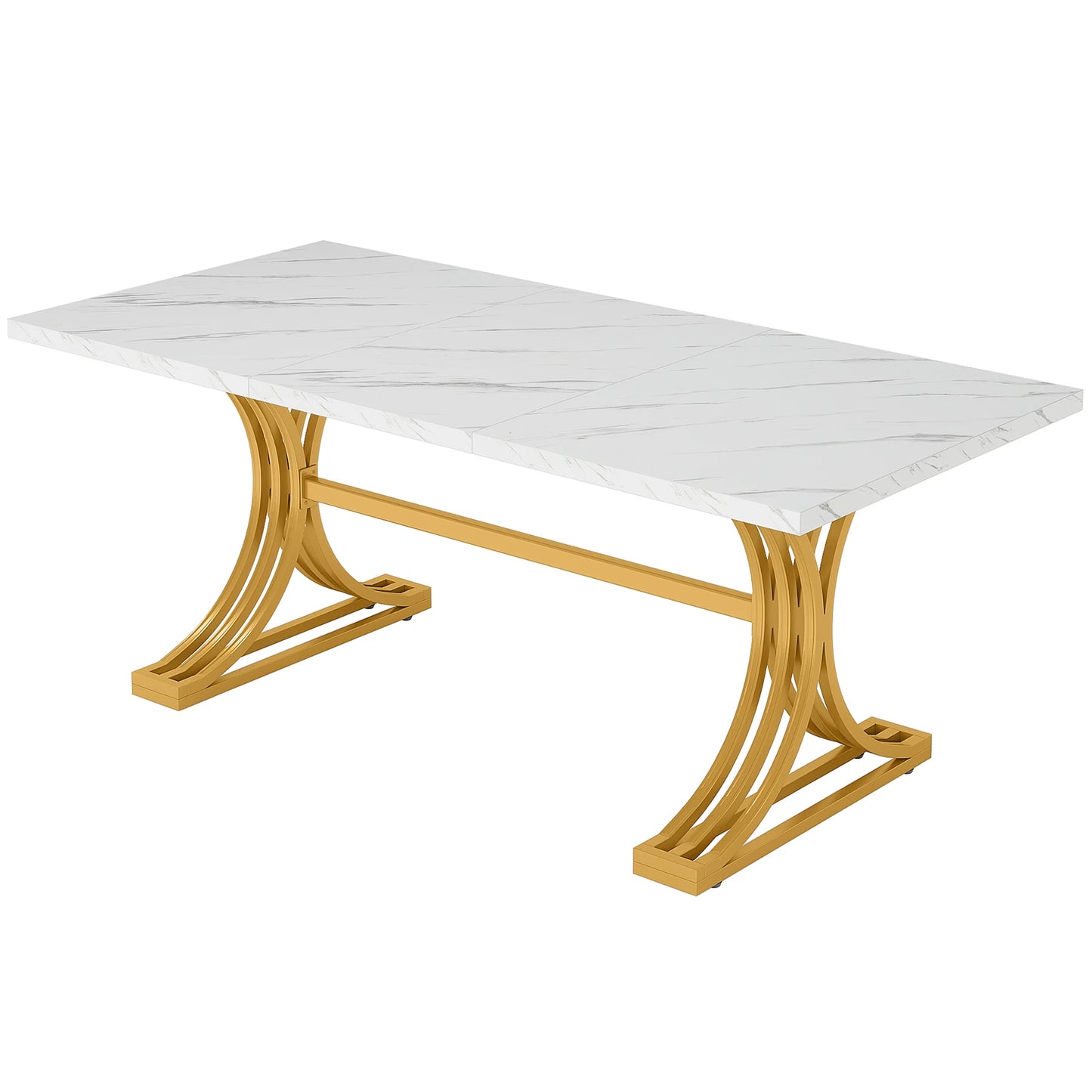 Tribesigns 63-Inch Rectangular Dining Table for 4-6 – Modern Kitchen Table with Faux Marble Top, White Finish