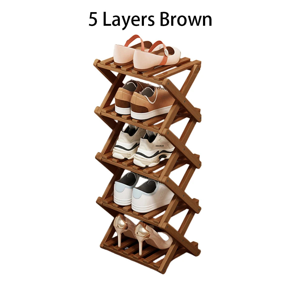 Bamboo Foldable Shoe Rack – Multifunctional Free-Standing Shoe Organizer for Bedroom, Entryway & Corridor