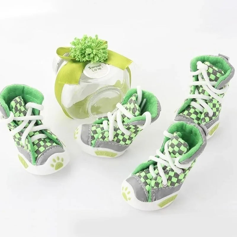 Set of 4 Breathable Dog Shoes for Small Dogs – Soft Sole Anti-Drop Summer Pet Booties for Puppies & Teddy Breeds