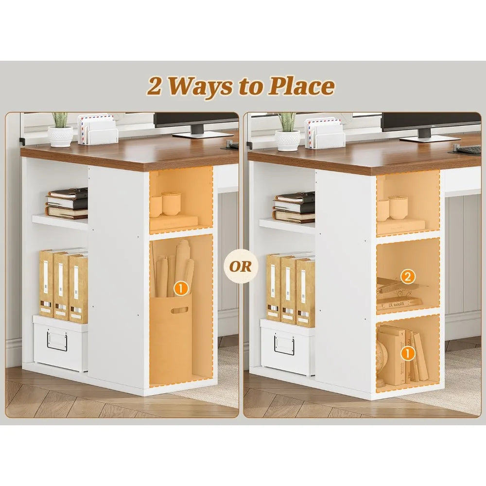 Farmhouse 96.5" Computer Desk with Drawers – Spacious Double Desk for 2 People with Storage Shelves – Long Home Office & Gaming Workstation