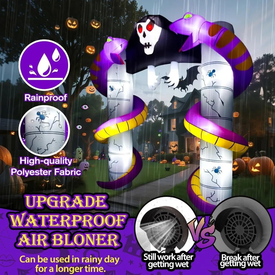 Halloween Inflatable Arch Ghost Decoration with Built-in LEDs – Lighted Blow-Up for Outdoor & Indoor Use, Perfect for Yard, Garden, Lawn & Party Display