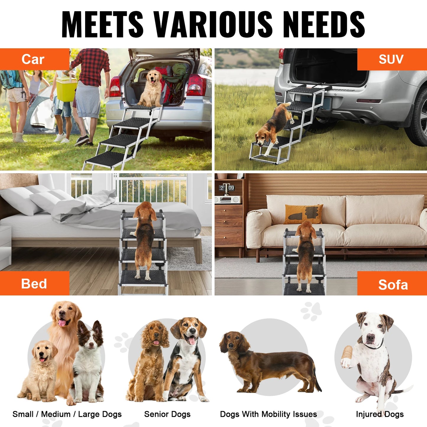 Portable Aluminum Folding Dog Stairs