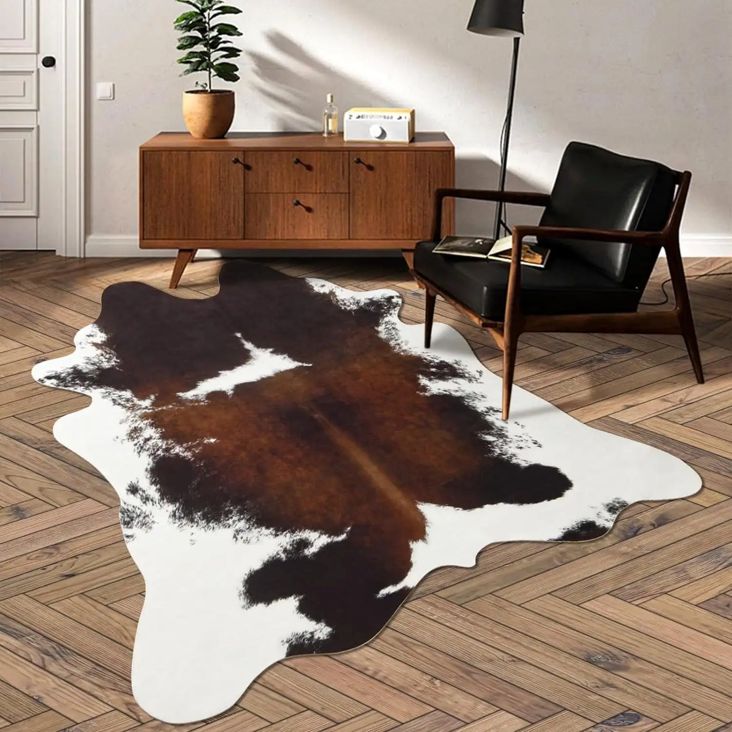 American style Animal Print Rug faux fur cowhide rug / carpet