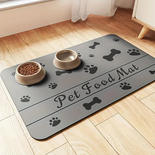 Absorbent Pet Feeding Mat with Waterproof Rubber Backing – Quick-Dry Placemat for Food & Water Bowls – Non-Slip Pet Water Dispenser Mat
