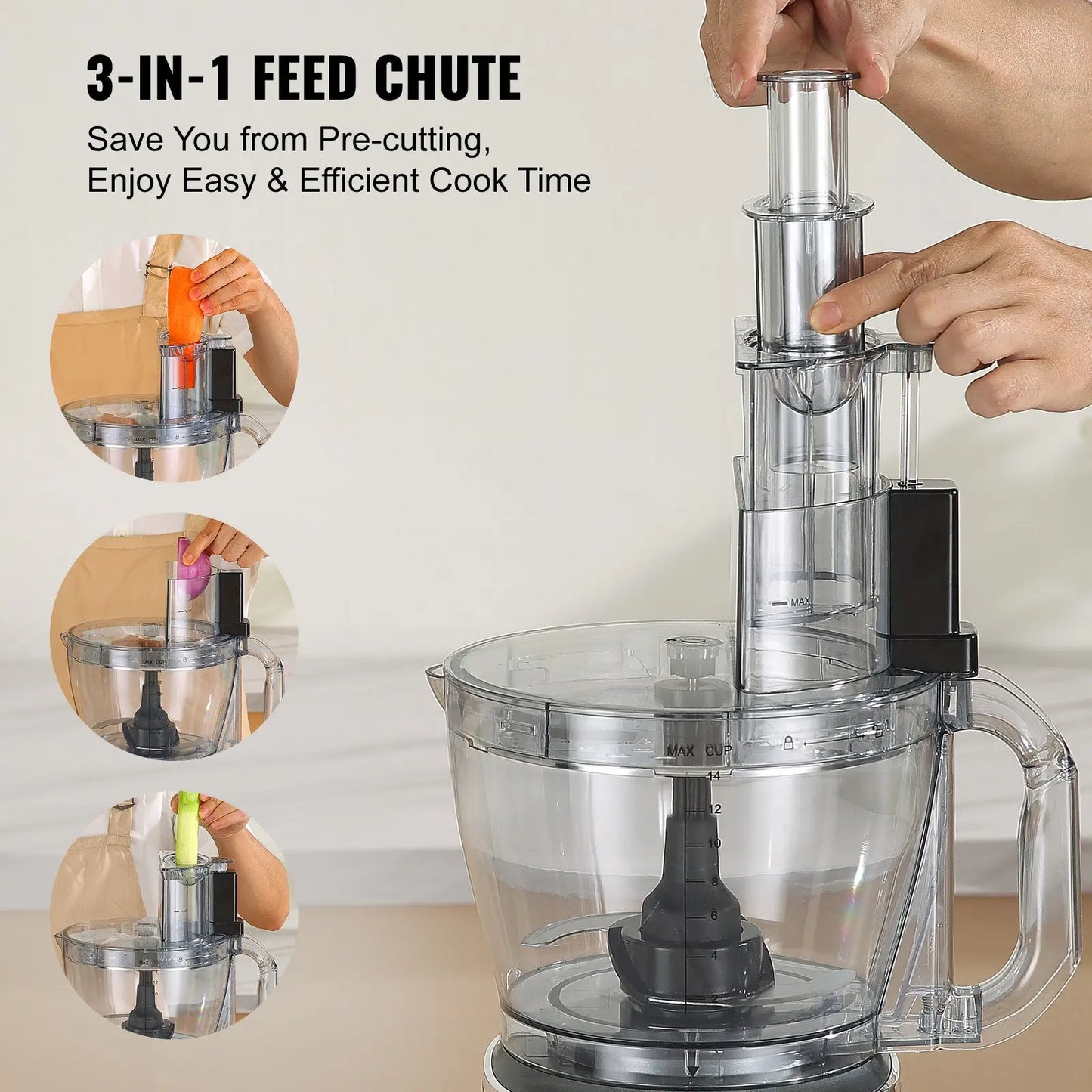 14-Cup Food Processor with 650W Motor – Stainless Steel Blade, Vegetable Chopper for Slicing, Mixing, Pureeing & Dough Kneading