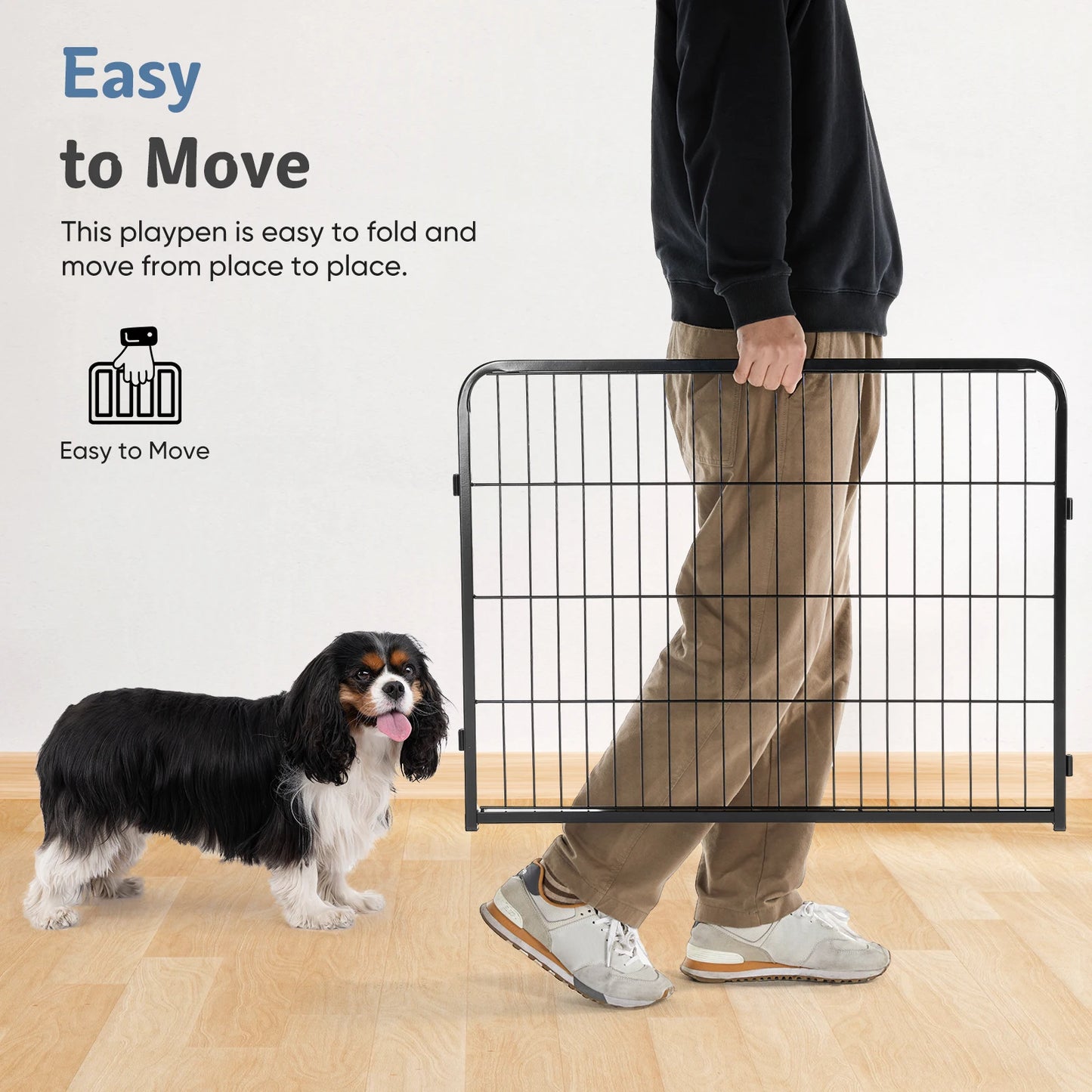 JHK 16-Panel Heavy Duty Dog Playpen – Indoor/Outdoor Metal Pet Fence with Gate, Portable Exercise Crate for Yard, Camping, or Home Use
