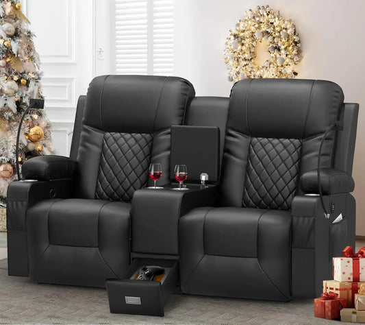 Large Loveseat Recliner Sofa with Storage Console and USB Ports