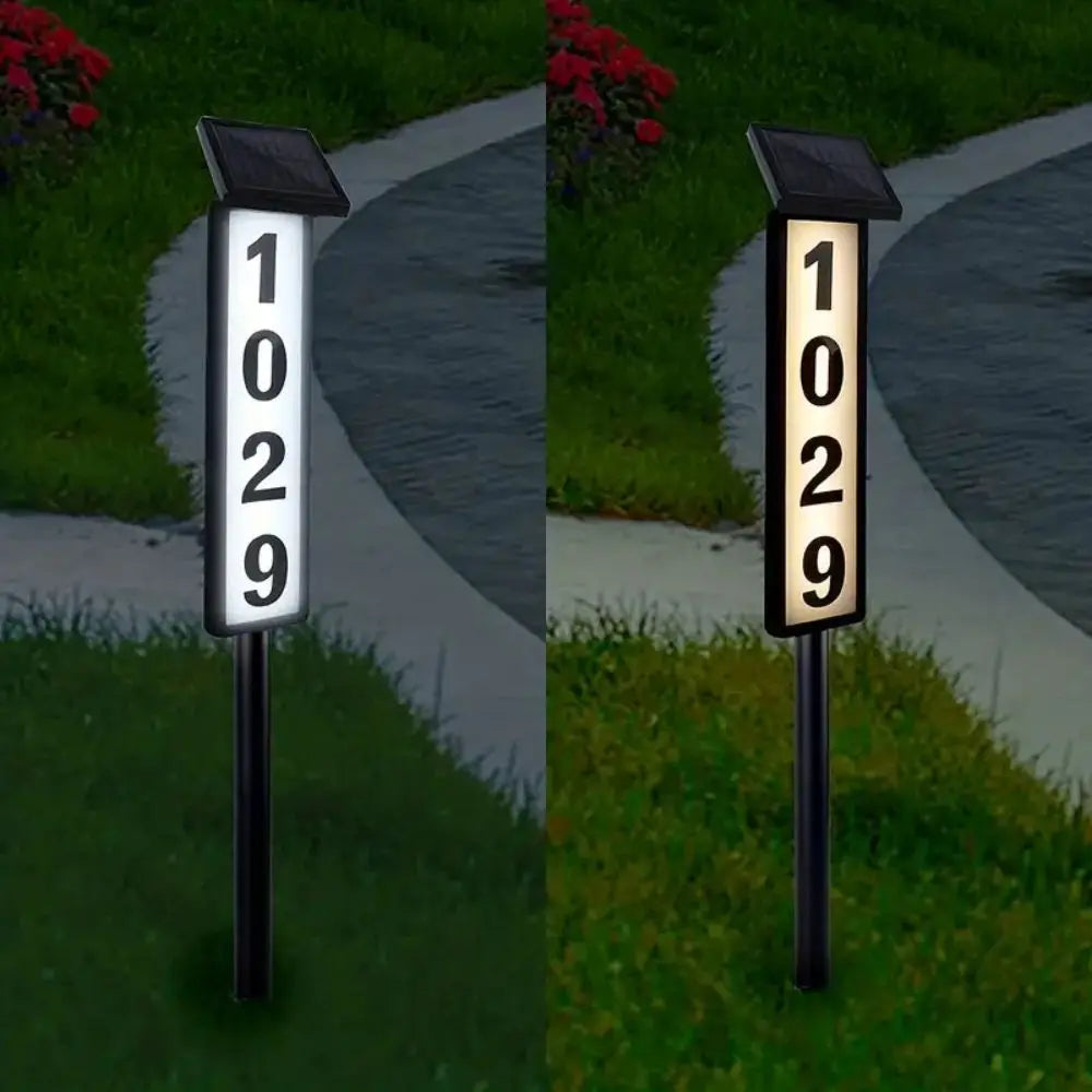Solar-Powered House Number Light – 1PC Address Sign with Smart Light Control, Pole Mount, 400mAh Battery