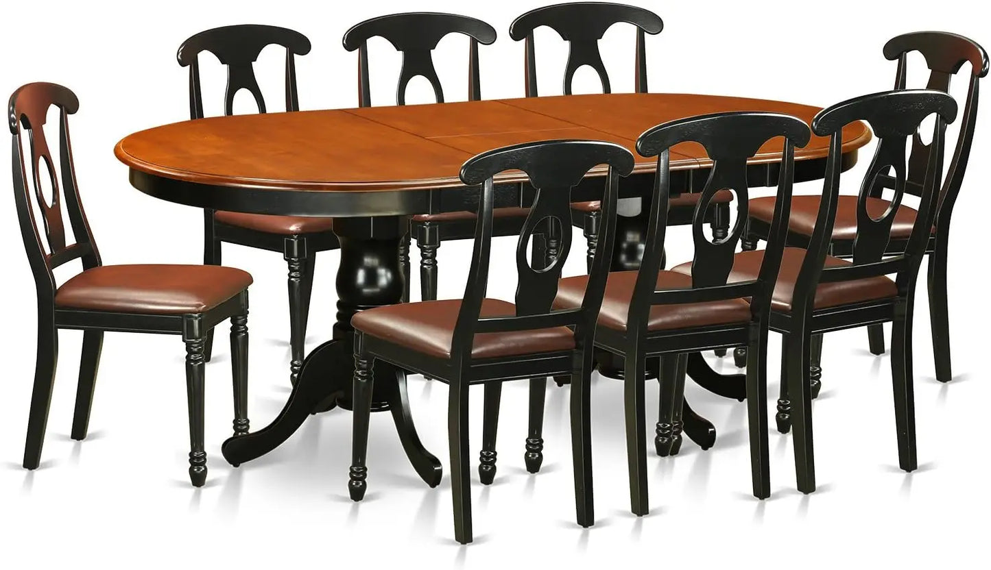 9-Piece Dining Room Set – Rectangular Dining Table with 8 Matching Wooden Chairs, Classic Family Dining Set