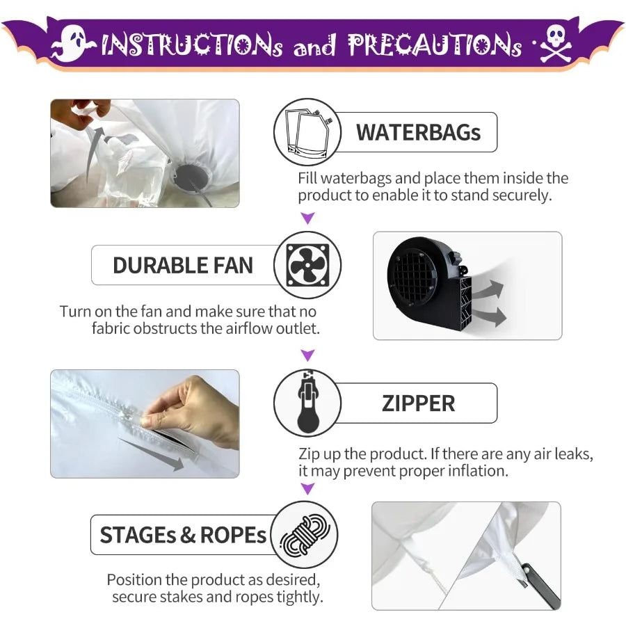 6FT Inflatable Halloween Skeleton Knight Riding Dinosaur – LED Lighted Blow-Up Decoration for Outdoor Holiday Display