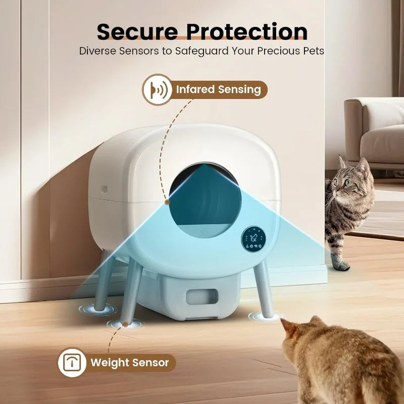 π½ Extra Large Automatic Self-Cleaning Litter Box β App-Controlled, Odor-Free Smart Cat Box for Multiple Cats with Ambient Light & Hygienic Waste Disposal