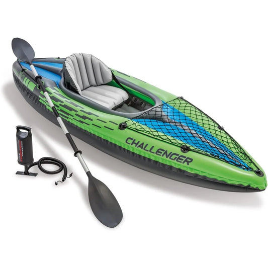 Challenger Series Inflatable Kayak – Durable 1 or 2 Person Kayak with 86" Paddle, Adjustable Seat & High-Output Pump – Heavy-Duty SuperStrong PVC Construction