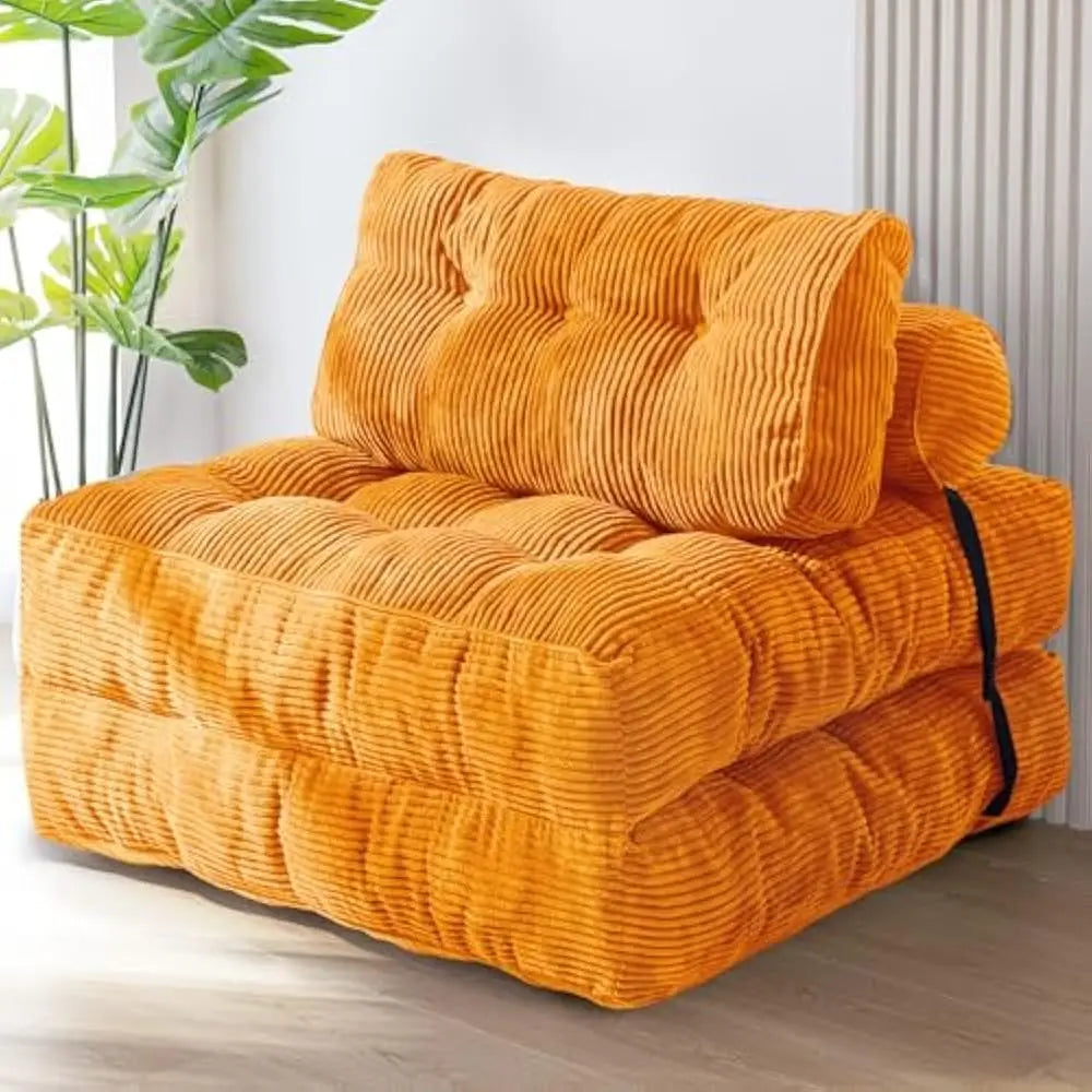 Folding Sofa Bed – Portable Sleeper Chair with Pillow & Mattress, Back Support, Comfy Floor Sofa Lounge
