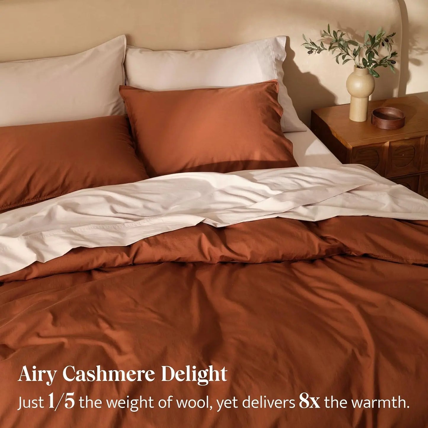 Cashmere Cotton Duvet Cover Set – Luxury Queen Bedding Made from Mongolian Cashmere & Pima Cotton Blend