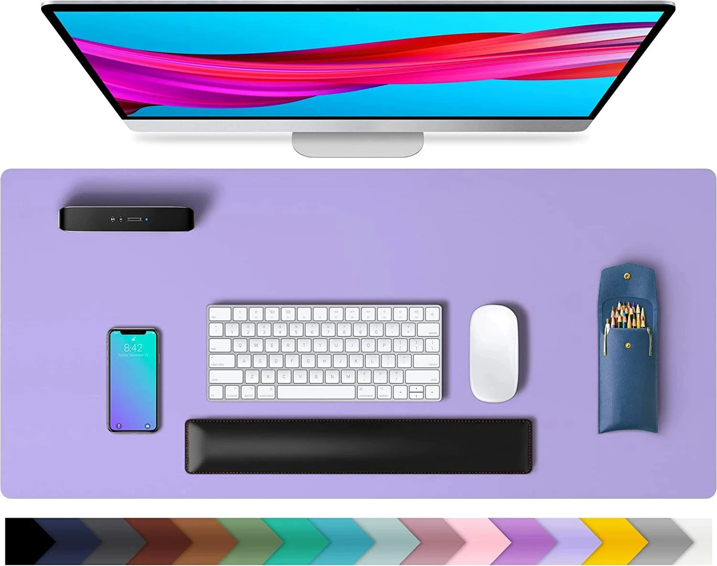Large PU Leather Desk Mat – 60×30cm Waterproof Office Desk Protector, Mouse Pad & Keyboard Mat for Home, Work, or Gaming Setup
