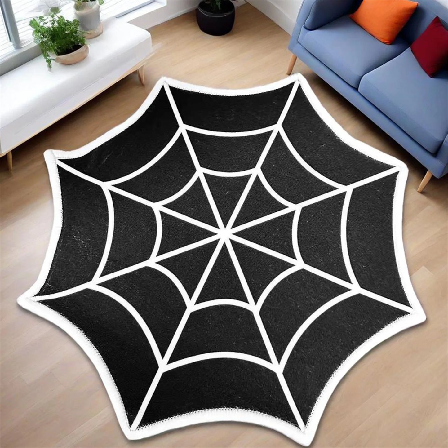 Haunted House Halloween Area Rug – Creepy Cobweb Welcome Mat for Indoor Entryway, Non-Slip Spooky Floor Carpet