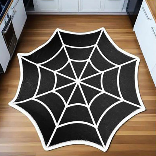 Haunted House Halloween Area Rug – Creepy Cobweb Welcome Mat for Indoor Entryway, Non-Slip Spooky Floor Carpet