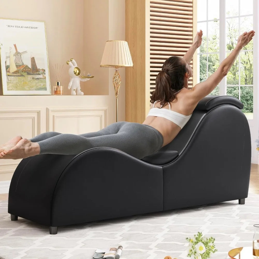 60" Yoga Chair, Curved Yoga Chaise Lounge for Adults Stretching, Relaxing and Exercising, Indoor Yoga Sofa Lounge Chair