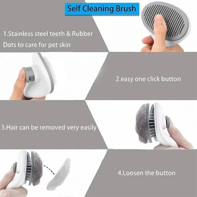 Self Cleaning Pet Hair Remover Brush - Quick, Reusable & Effortless Fur Cleanup