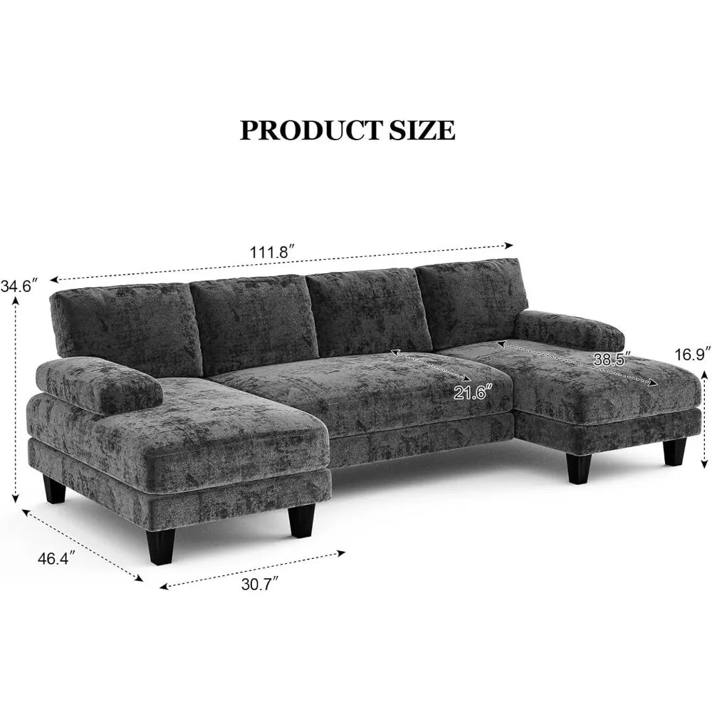 U Shaped Sectional  Modular Sofa with Double Chaise