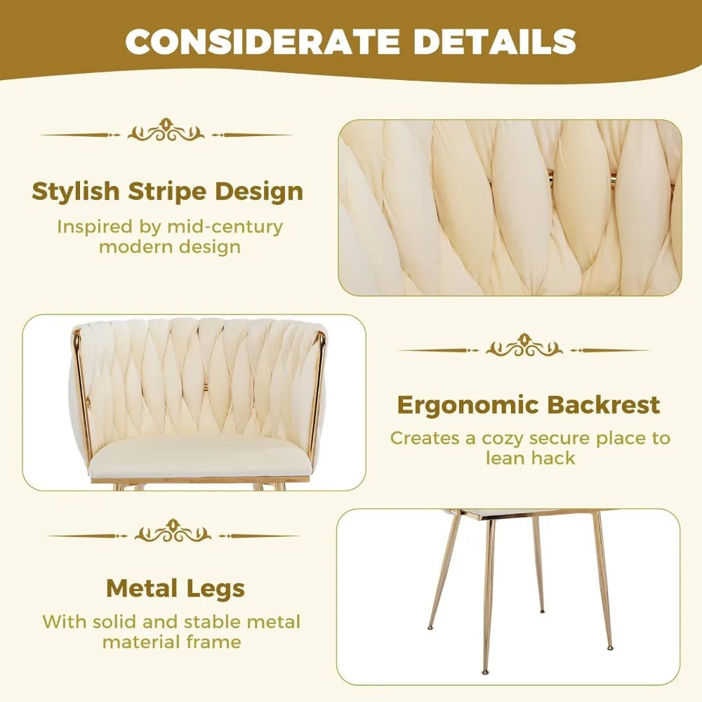 38.9" Round Dining Room Table Set for 4 – Modern Kitchen Dining Table with 4 Velvet Upholstered Chairs