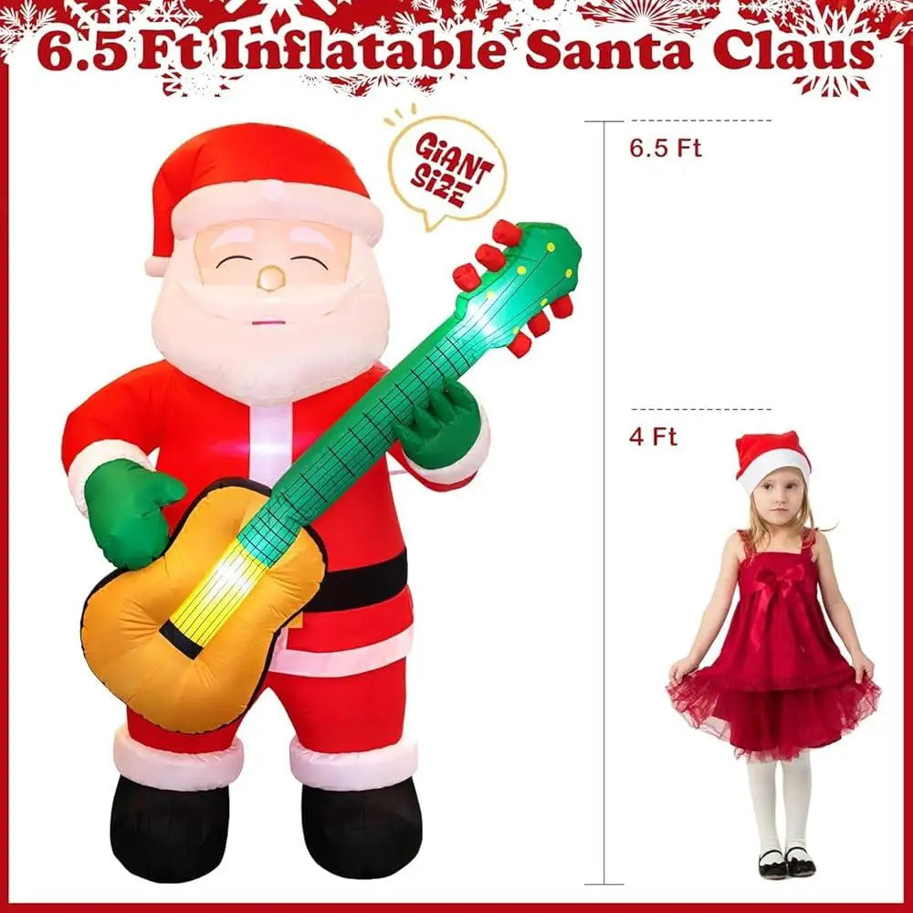π
 6.5FT Inflatable Santa Claus with Guitar β LED Lighted Christmas Decoration for Outdoor Holiday Fun πΈβ¨