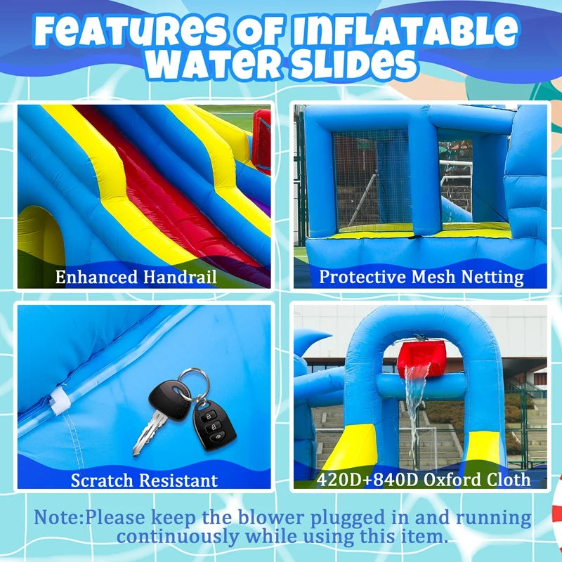 11-in-1 XL Inflatable Water Park for Kids – Giant Backyard Water Slide with Double Slides, Long Slip & Splash Zone, Climbing Wall, and More