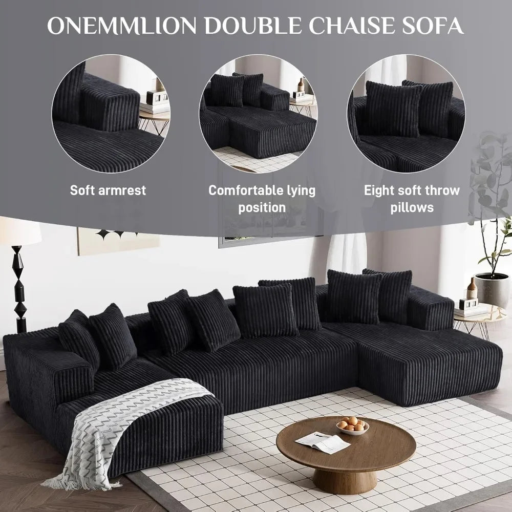 131" Modular Sectional Couch with Chaise Lounge