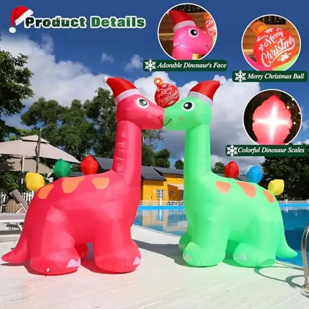 Christmas Inflatable Dinosaur Archway with LED Lights – Festive Outdoor Yard Decoration