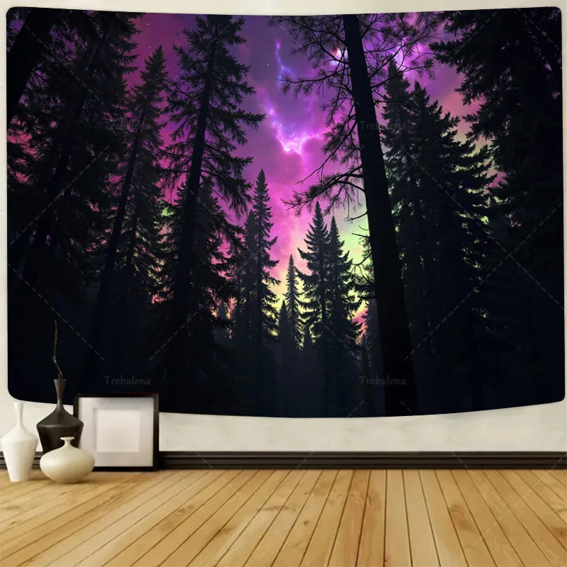 Autumn Forest Wall Tapestry – Bear & Fox Rustic Nature Wall Art for Living Room, Bedroom, Dorm, or Home