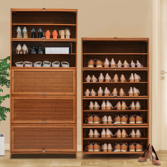 Large Capacity Free Standing Shoe Cabinet with Doors